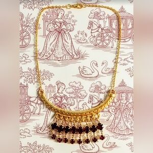 Red Renaissance Genuine Ruby 28 Total Carats Weight In Matte Gold Necklace